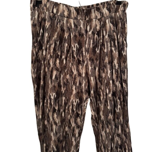 MNG Casual Womens Pleated Brown Camouflage Pants Size M Viscose women pants - Picture 6 of 12